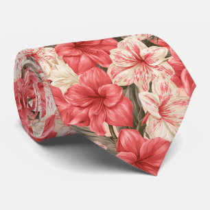 Cravate Fleur d'Amaryllis Anniversaire Floral Mariage  