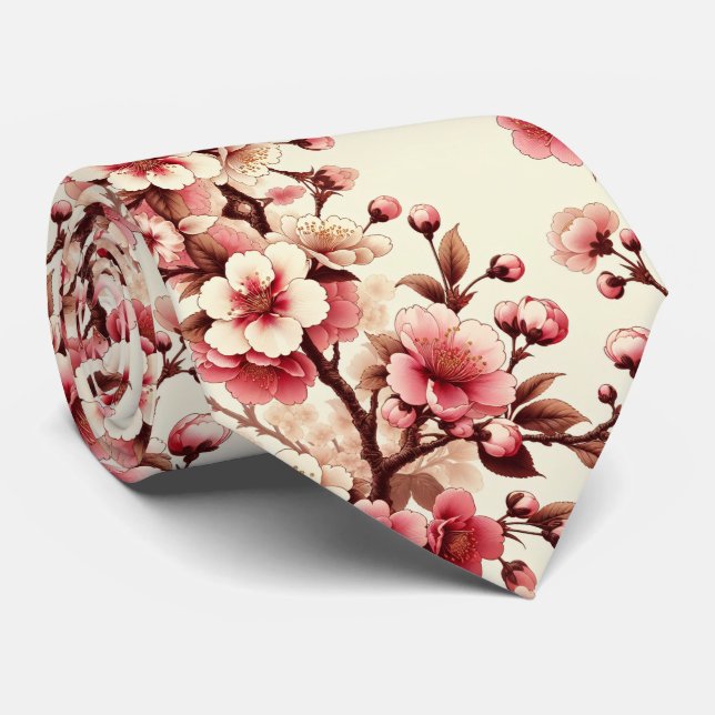 Cravate Fleur de cerise (Roulé)