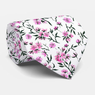 Cravate Fleur de cerisier blanc sur blanc