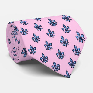 Cravate Fleur de lis Heraldique rose à deux côtés