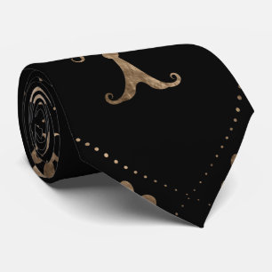 Cravate Fleur de lis motif noir et or