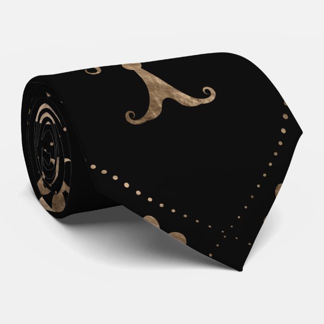 Cravate Fleur de lis motif noir et or (Roulé)