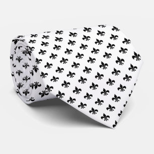 Cravate Fleur-de-lis noire moderne sur fond blanc