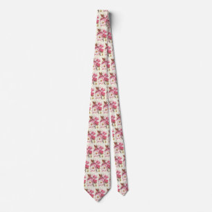 Cravate Fleur de magnolia ancien, fleurs de jardin roses