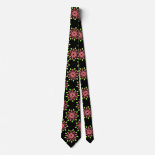 Cravate Fleur de néon rouge et vert