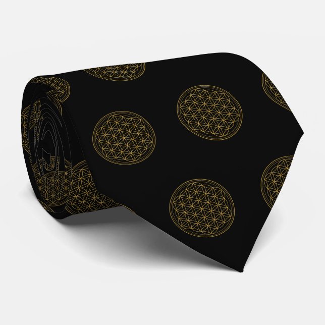 Cravate Fleur de noir d'or de la vie (Roulé)