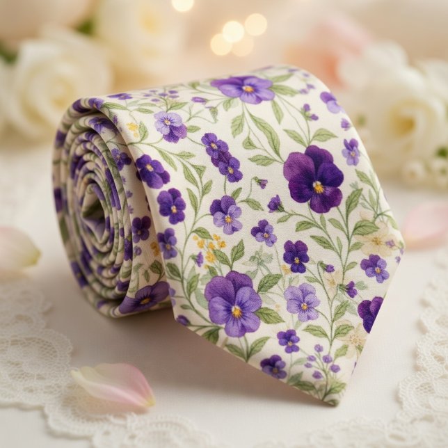 Cravate Fleur de Pensée Violette (Créateur téléchargé)