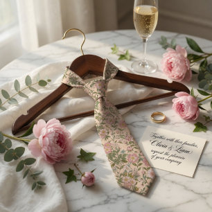 Cravate Fleur de Pivoine Rose Élégante