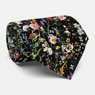 Cravate Fleur de printemps à l'aquarelle Boho Wildflower