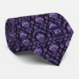 Cravate Fleur de style victorien violet foncé