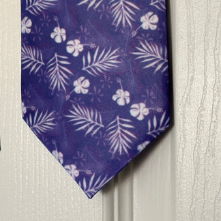 Cravate Fleur d'Hibiscus Hawaïen Feuille de Palmier Tropic