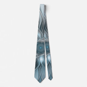 Cravate Fleur joyeuse abstraite fleur grise bleue fractale