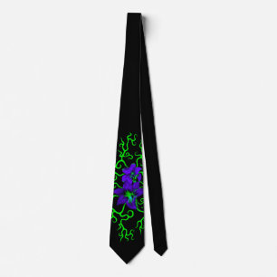 Cravate Fleur Lily violette sur noir