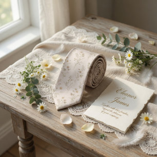 Cravate Fleur Sauvage Beige Doux
