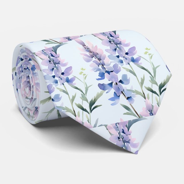 Cravate Fleur sauvage bleu clair (Roulé)