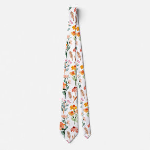 Cravate Fleur sauvage coloré moderne Motif d'aquarelle