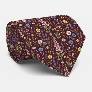 Cravate Fleur sauvage fausse soie   Gentleman jardin angla