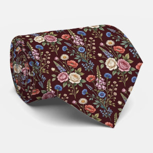 Cravate Fleur sauvage fausse soie   Gentleman jardin angla