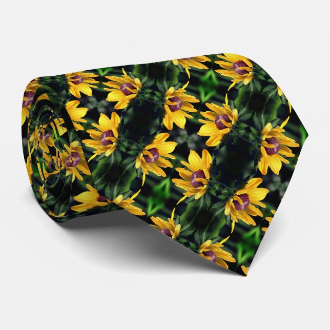 Cravate Fleur Susan Black Eyed dépliant Motif (Roulé)