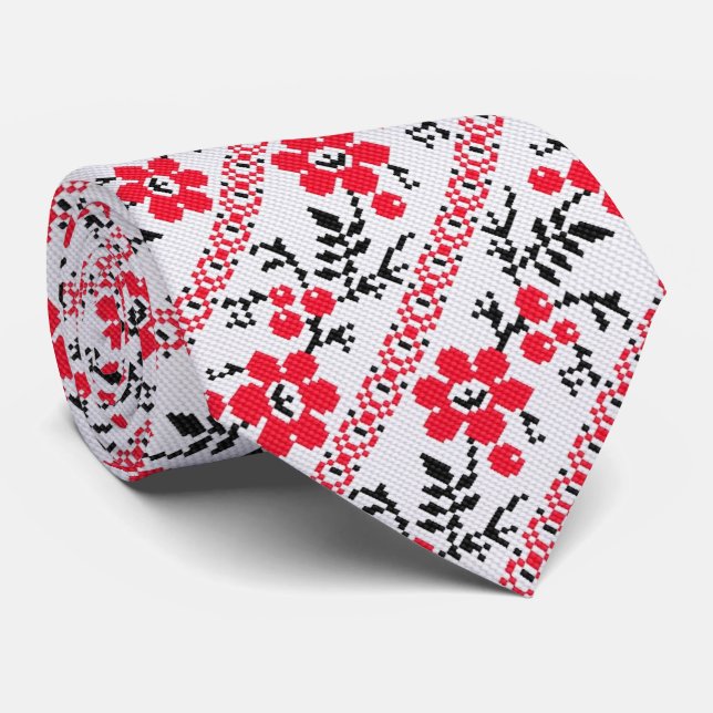 Cravate Fleur ukrainienne de broderie d'OPUS (Roulé)