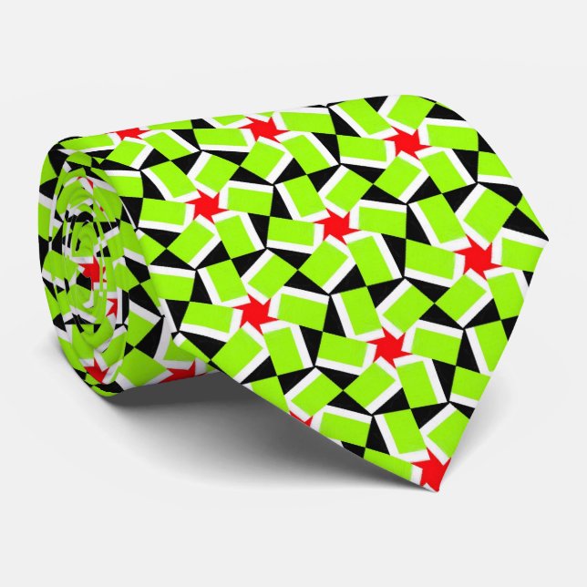 Cravate Fleur verte Terrazzo Motif (Roulé)