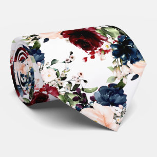 Cravate Fleurs aquarelles de PixDezines Blush Burgundy Nav