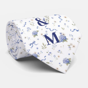 Cravate Fleurs Bleu Marine Mariage Floral Couple Marié