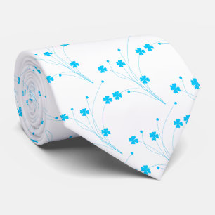 Cravate Fleurs Bleues Ciel Lumineux, Petite Impression Flo