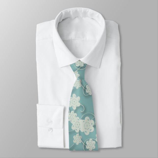 Cravate Fleurs bleues de livre blanc (Attaché)