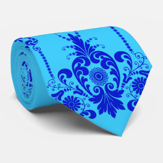 Cravate fleurs bleues et imprimé culicues