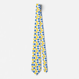 Cravate Fleurs bleues et jaunes