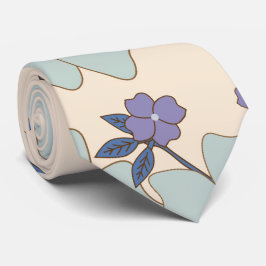 Cravate Fleurs Bleues, Fleurs Violettes, Motif Floral