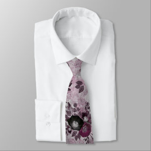 Cravate Fleurs d'aquarelle bordeaux.