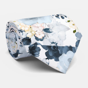 Cravate Fleurs d'aquarelle Dusty Roses de la Marine Bleue