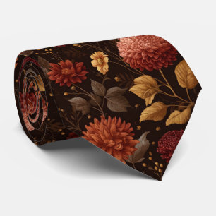 Cravate Fleurs d'automne Dahlia Mariage d'automne