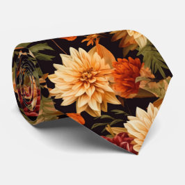 Cravate Fleurs d'automne en noir