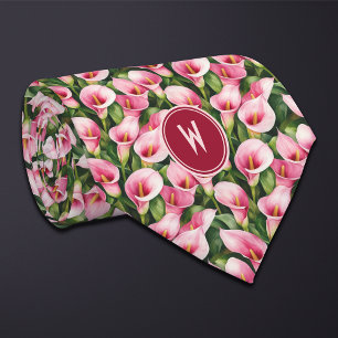 Cravate Fleurs de callas roses 