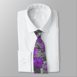 Cravate Fleurs de Camo Gris Floral Imprimé recto verso
