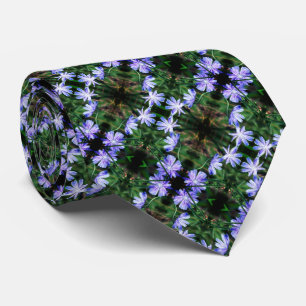 Cravate Fleurs de chicorée bleu sauvage Motif Abstrait