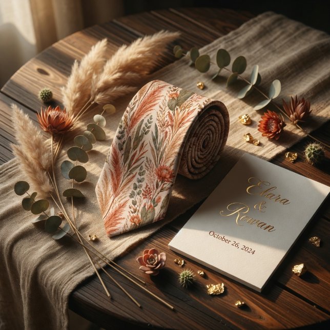 Cravate Fleurs de désert en terre cuite (Créateur téléchargé)