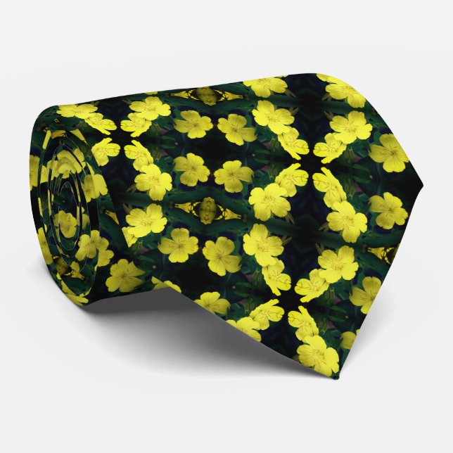 Cravate Fleurs de géranium jaune Motif Abstrait (Roulé)