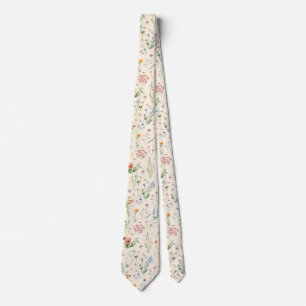 Cravate fleurs de jardin aquarelle Fleur sauvage Prairie d