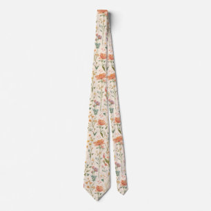 Cravate fleurs de jardin aquarelle Fleur sauvage Prairie d
