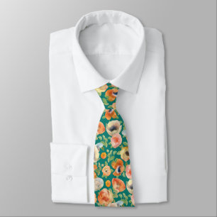 Cravate Fleurs de printemps orange