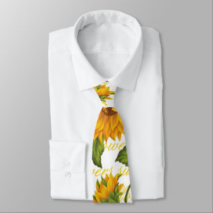 Cravate Fleurs de soleil et texte
