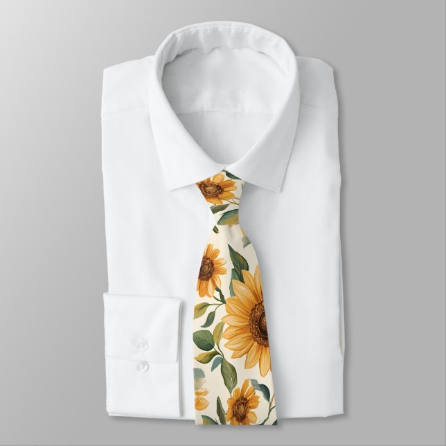 Cravate Fleurs de soleil jaunes florales (Attaché)