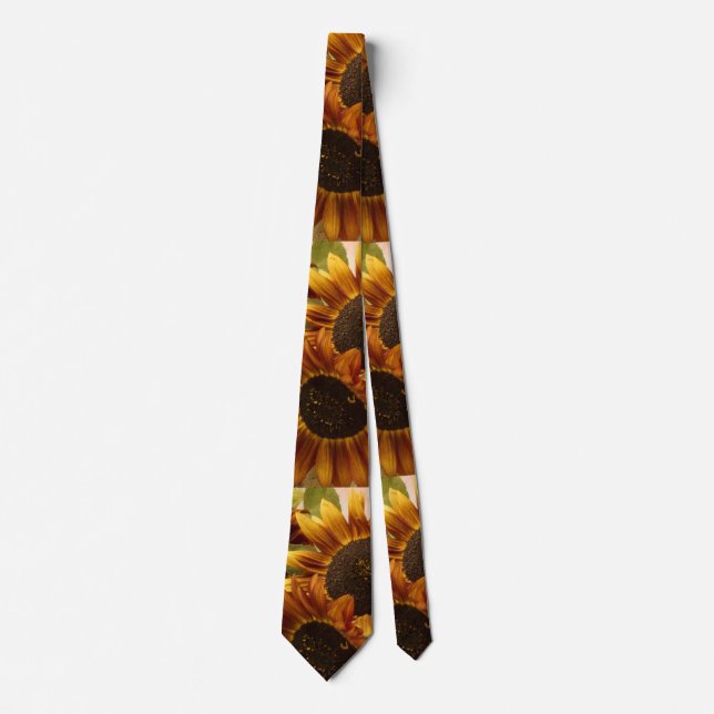 Cravate Fleurs De Soleil Orange Dans Panier En Tin (Devant)