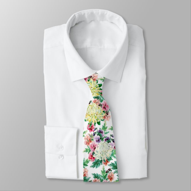 Cravate Fleurs d'été colorées motif (Attaché)