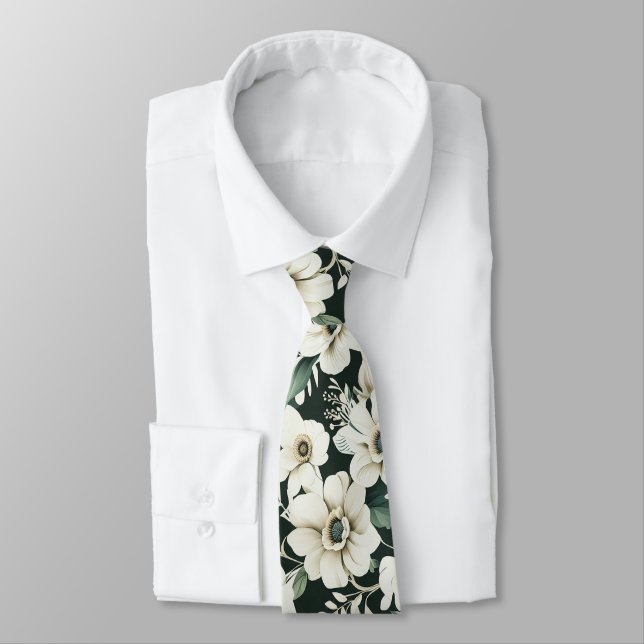 Cravate Fleurs d'ivoire élégantes (Attaché)