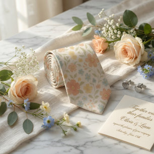 Cravate Fleurs Douces du Printemps au Pastel